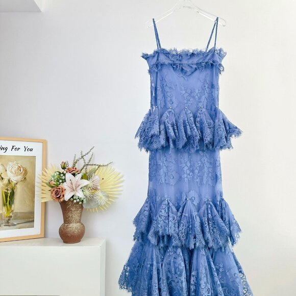 𝒁𝑰𝑴𝑴𝑬𝑹𝑴𝑨𝑵𝑵 Eden blue suspender long dress - Picture 8 of 9